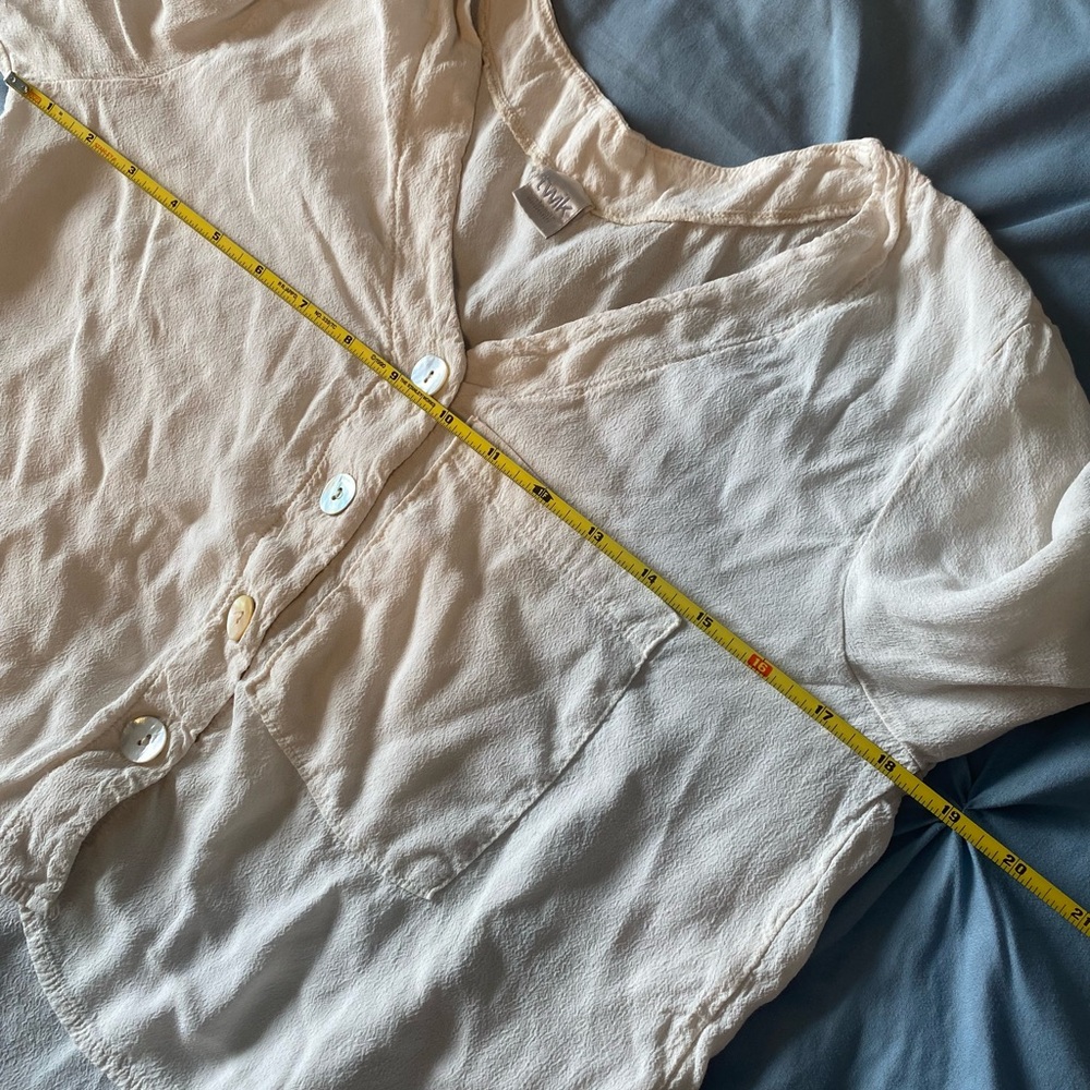 Twik Made in Italy 100% Viscose Cream Cropped Blouse Small Minimalist Boho Top - Picture 9 of 9